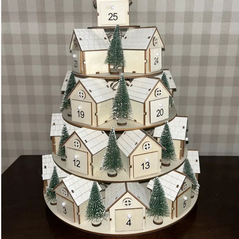 Charming Holiday Advent Calendar with Green Trees